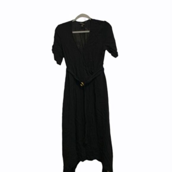 BANANA REPUBLIC Black Buckle Detail Asymmetric Wrap Dress NEW $89 - Picture 3 of 3